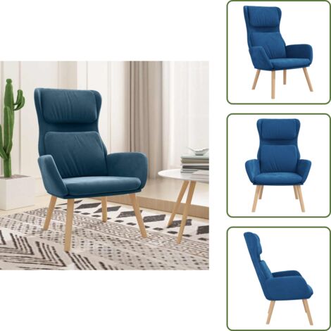 The Living Store Poltrona Relax Blu in Velluto - Poltrona in velluto