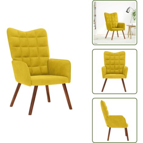 The Living Store Poltrona Relax Giallo in Velluto - Poltrona in Velluto