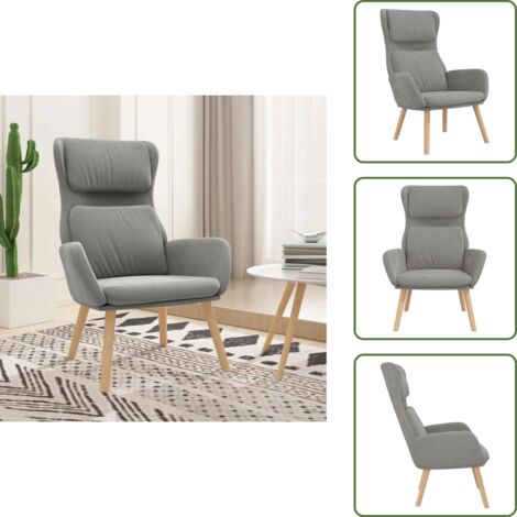 The Living Store Poltrona Relax Grigio Chiaro in Velluto - Poltrona in velluto