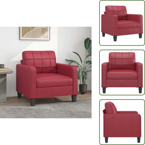 The Living Store Poltrona Rosso Vino 60 cm in Similpelle - Poltrona rossa