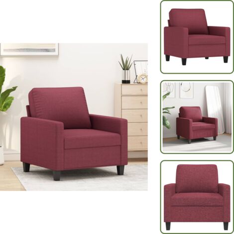 The Living Store Poltrona Rosso Vino 60 cm in Tessuto - Poltrona in tessuto