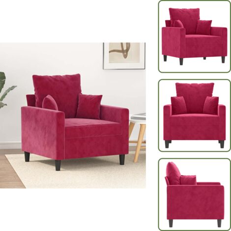 The Living Store Poltrona Rosso Vino 60 cm Velluto - Poltrona rossa