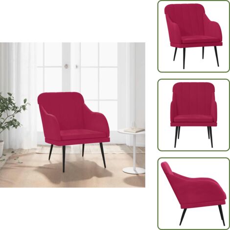 The Living Store Poltrona Rosso Vino 63x76x80 cm Velluto - Seduta confortevole