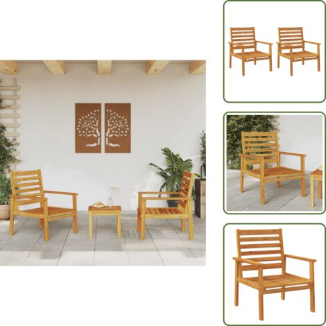 The Living Store Poltrone da Giardino 2 pz 66,5x65x81 cm Legno Massello Acacia - Poltrone in legno