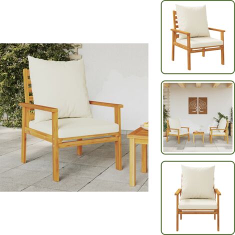 The Living Store Poltrone da Giardino 2pz con Cuscino in Legno Massello Acacia - Sedie da giardino