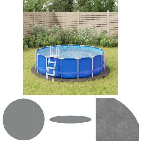 The Living Store Pool-Bodentuch Hellgrau Ø366 cm Polyester Geotextil -  Poolabdeckungen & -unterlagen