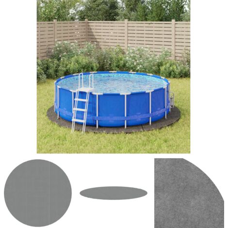 The Living Store Pool-Bodentuch Hellgrau Ø396 cm Polyester Geotextil - Poolabdeckungen & -unterlagen