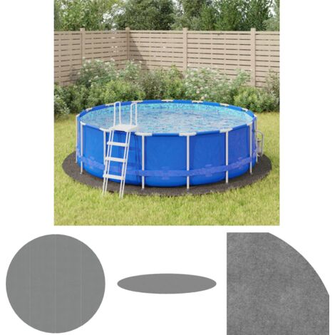 The Living Store Pool-Bodentuch Hellgrau Ø428 cm Polyester Geotextil - Poolabdeckungen & -unterlagen