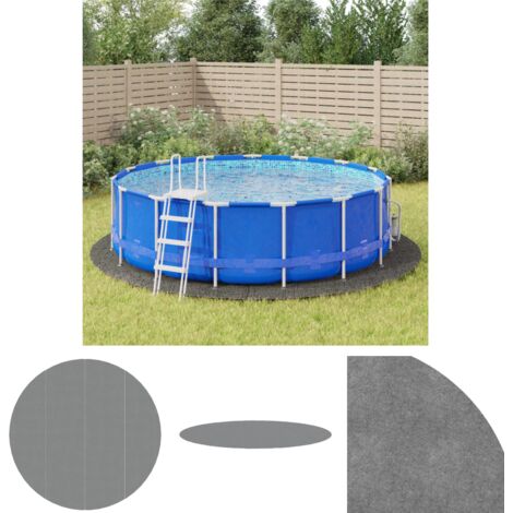 The Living Store Pool-Bodentuch Hellgrau Ø500 cm Polyester Geotextil - Poolabdeckungen & -unterlagen