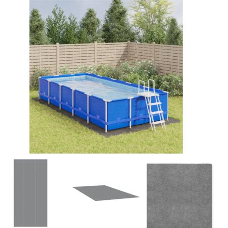 The Living Store Pool-Bodentuch Hellgrau 750x370 cm Polyester Geotextil - Poolabdeckungen & -unterlagen