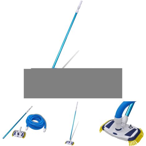 The Living Store Poolreiniger mit Teleskopstange und Schlauch - Pool-Besen & Bodenreiniger