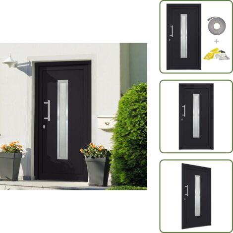 The Living Store Porta di Ingresso Antracite 108x200 cm - Sicurezza