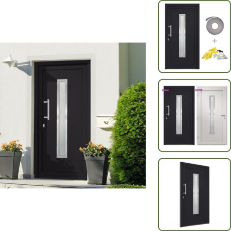 The Living Store Porta di Ingresso Antracite 108x208 cm - Sicurezza
