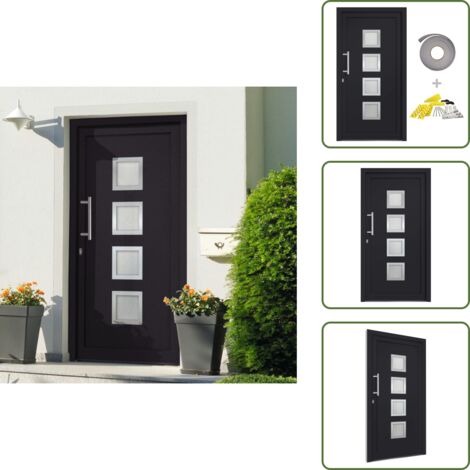 The Living Store Porta di Ingresso Antracite 98x200 cm - Porta d'ingresso 98x200 cm
