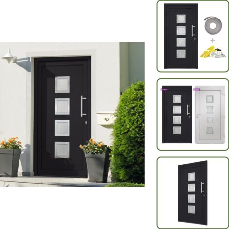 The Living Store Porta di Ingresso Antracite 98x200 cm - Porta d'ingresso 98x200 cm