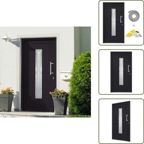 The Living Store Porta di Ingresso Antracite 98x200 cm - Sicurezza