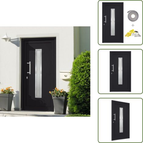 The Living Store Porta di Ingresso Antracite 98x200 cm - Sicurezza