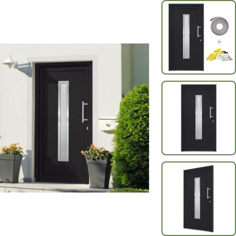The Living Store Porta di Ingresso Antracite 98x208 cm - Porta d'ingresso in alluminio