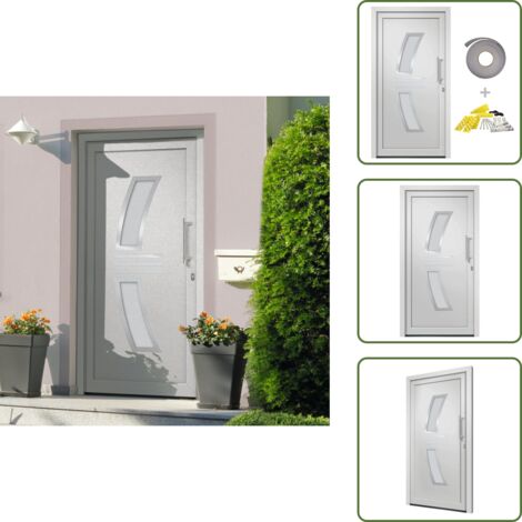 The Living Store Porta di Ingresso Bianca 88x200 cm - Porta d'ingresso in alluminio