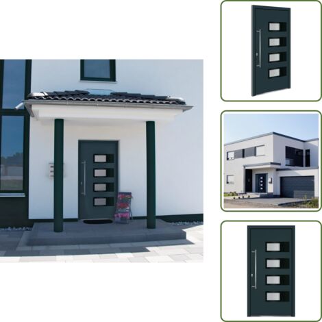 The Living Store Porta Ingresso Antracite 110x210 cm in Alluminio e PVC - Sicurezza casa