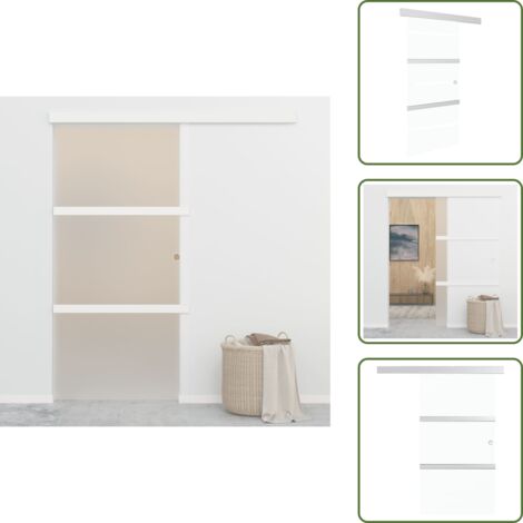 The Living Store Porta Scorrevole Fermi Vetro ESG e Alluminio Argento 90x205 cm - Porta scorrevole e alluminio