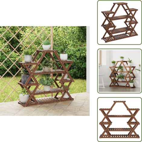 The Living Store Portafiori 110x25x105 cm in Legno Massello di Abete - Supporto per piante