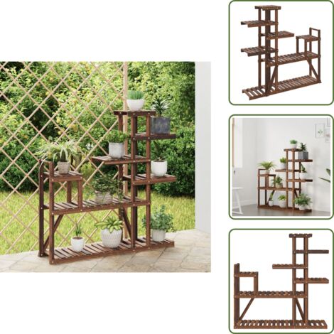 The Living Store Portafiori 110x25x111 cm in Legno Massello di Abete - Supporto per piante
