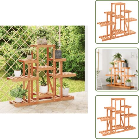 The Living Store Portafiori 110x25x96 cm in Legno Massello di Abete - Supporto per piante