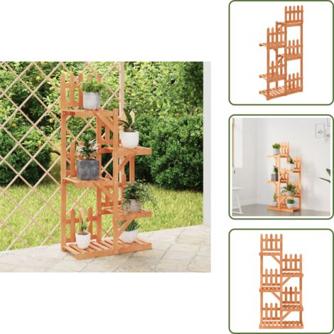 The Living Store Portafiori 60x25x130 cm in Legno Massello di Abete - Supporto per piante