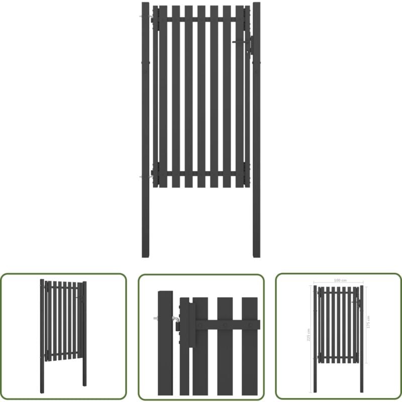 Portail de clôture de jardin Acier 1x2,25 m Anthracite - Portail De Jardin - Portillon - Clôture - Portail Aluminium - Portail Acier - The Living