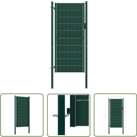 The Living Store -  Portail de clôture PVC et acier 100x164 cm Vert