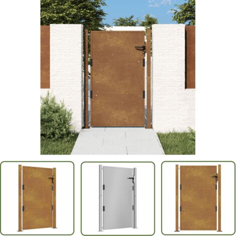 The Living Store Portail de jardin 105x130 cm acier corten - Portail De Jardin - Portillon - Clôture - Acier Corten - Porte De Sécurité