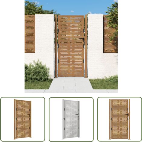 The Living Store Portail de jardin 105x180 cm acier corten conception de carré - Portail De Jardin - Portillon - Clôture - Porte De Sécurité - Acier Corten