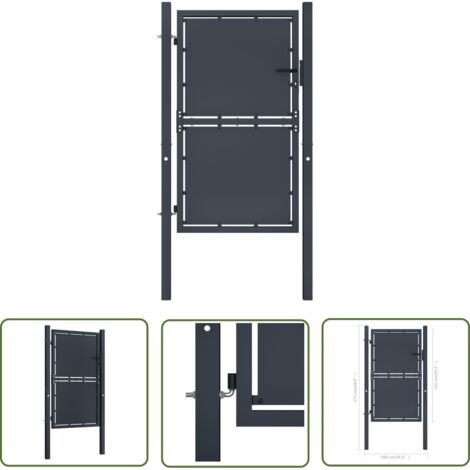 The Living Store Portail de jardin Acier 100 x 125 cm Anthracite - Portail D'entrée - Portails En Acier - Clôture Jardin - Porte De Jardin - Portail Anthracite