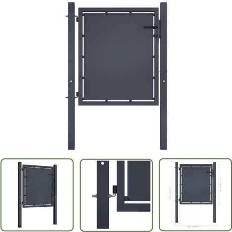 The Living Store Portail de jardin Acier 100 x 75 cm Anthracite - Portail De Jardin - Portillon - Clôture - Porte D'entrée - Fermetures Extérieures