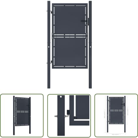 The Living Store Portail de jardin Acier 100x150 cm Anthracite - Portail De Jardin - Portails En Acier - Clôture En Acier - Porte D'entrée - Sécurité Extérieure