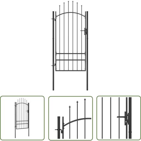 The Living Store Portail de jardin Acier 1x2,5 m Noir - Portail De Jardin - Portillon - Clôture - Portail En Acier - Portail Noir