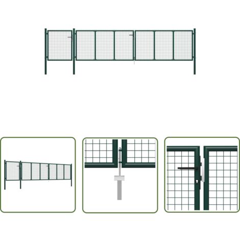 The Living Store Portail de jardin Acier 500 x 75 cm Vert - Portail D'acier - Portillon Jardin - Clôture Jardin - Porte De Jardin - Portail Vert