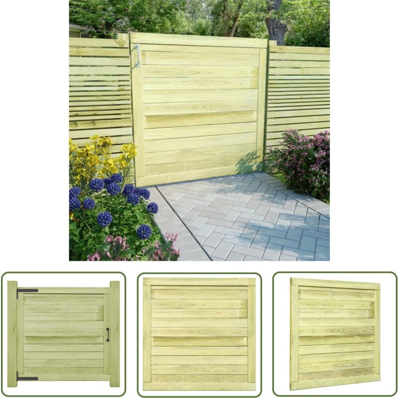 Devenirriche - The Living Store Portail de jardin Bois de pin imprégné 100x100 cm - Portail De Jardin - Portillon Bois - Clôture Bois - Entrée Jardin