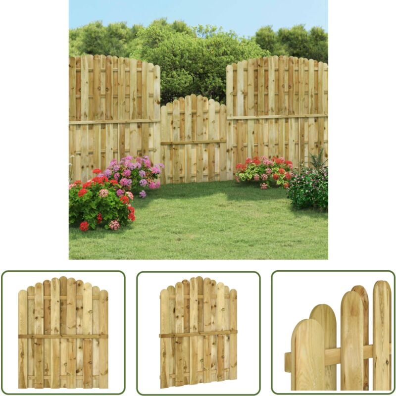 The Living Store Portail de jardin Bois de pin imprégné 100x125 cm - Portail De Jardin - Portillon Bois - Clôture Bois - Entrée Jardin - Porte De