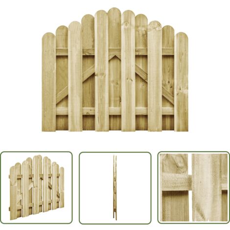 The Living Store Portail de jardin bois de pin imprégné 100x75 cm - Portail De Jardin - Portillon Bois - Clôture Bois - Entrée Jardin - Porte De Clôture