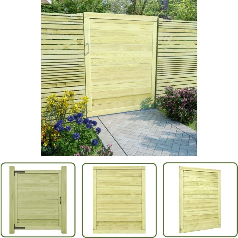 Portail de jardin Bois de pin imprégné 125x100 cm - Portail Bois - Portillon Jardin - Clôture Jardin - Entrée Jardin - Porte Jardin - The Living Store