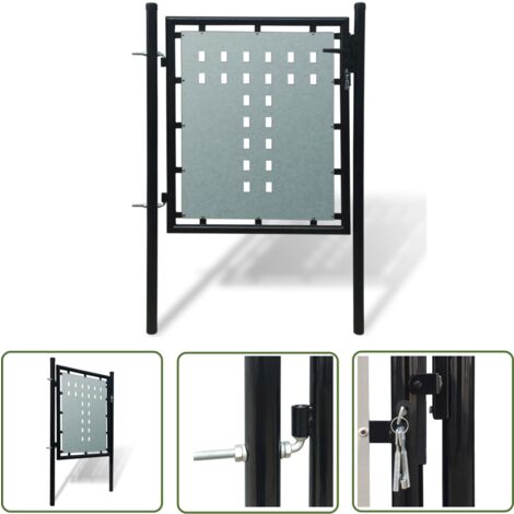 The Living Store Portail simple de clôture Noir 100x125 cm - Portail De Cloture - Portail Noir - Portail Jardin - Portillon - Porte De Jardin