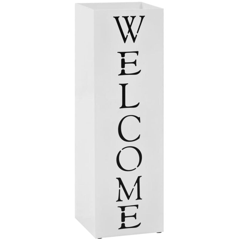 The Living Store - Porte-parapluie Welcome Acier Blanc Blanc