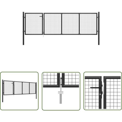 The Living Store Portillon Acier 350x75 cm Anthracite - Portail D'acier - Portillon Extérieur - Clôture Jardin - Porte De Jardin - Portail Anthracite