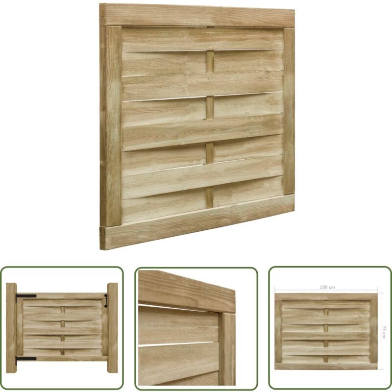 The Living Store Portillon de jardin Bois de pin imprégné 100x75 cm Vert - Portail Bois - Portail Jardin - Portillon Bois - Portillon Jardin
