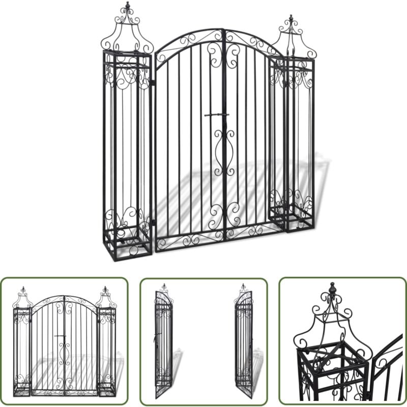 Portillon ornemental de jardin Fer forgé 122 x 20,5 x 134 cm - Portillon De Jardin - Portail Décoratif - Porte D'entrée - Clôture - Fer Forgé - The