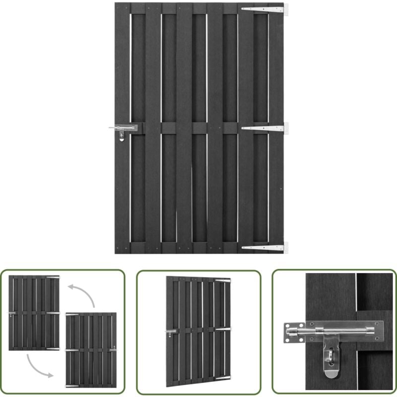 Portillon wpc 100x150 cm Gris - Porte De Jardin - Portillon - Clôture - Barrière - Bois Composite - The Living Store