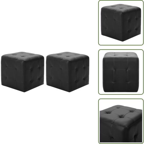 The Living Store Pouf 2 pz Nero 30x30x30 cm in Similpelle - Pouf in similpelle
