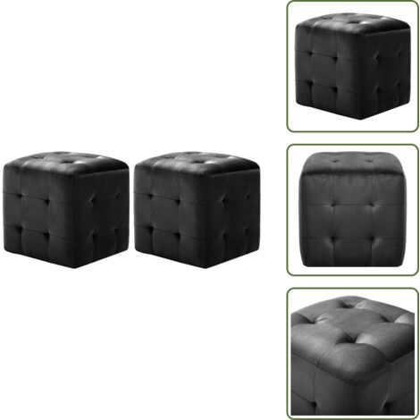 The Living Store Pouf 2 pz Nero 30x30x30 cm in Velluto - Pouf in velluto